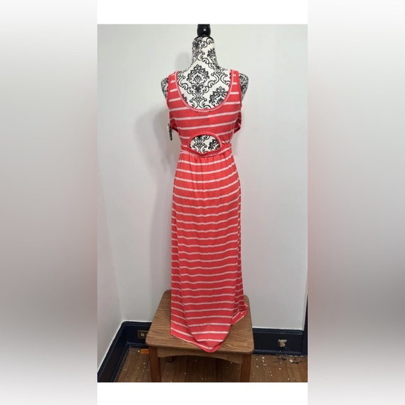 love women’s red/orange stretch striped sleeveless dress size xl. - Picture 4 of 9